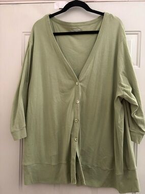 Liz & Me Light Green V-Neck Button Cardigan